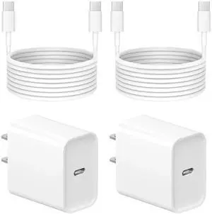 JAENFONG iPhone 17 16 15 Charger Fast Charging - 2 Pack 20W USB C Charger Block with 6FT Type C Cable Compatible with iPhone 17/17 Pro/17 Pro Max/Air/16/16e/15, iPad Pro, Air M3/M2/5/4, 11th/10thWhite