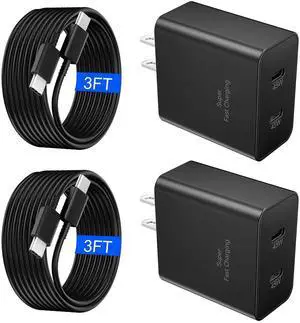 JAENFONG 2Port 45W Samsung Super Fast Charger USB C, Type C Fast Charging Android Phone Charger 3FT Fast Charging Cord for Samsung Galaxy S25 Ultra/S25/S24/S23