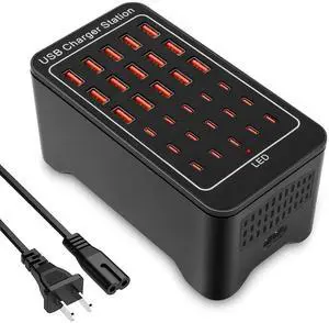 JAENFONG Charging Station, USB C Charger Block, 150W 30-Port15USB-C + 15USB-A, Travel Charger Station Fast Charger Desktop USB Wall Charger Compatible iPhone, iPad, Tablets, Smartphones