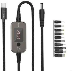 PD100W Type C To DC5.5x2.1mm Power Cable 10 Connectors Tips Adjustable Output For Office Travel Home Electronics