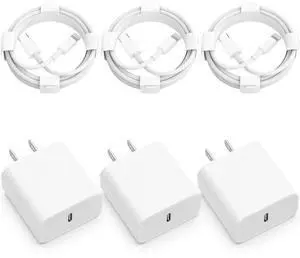 JAENFONG USB C Charger iPhone Charger Fast Charging 3Pack 20W Type C Wall Charger Block with 6FT Long USB C Charger Cable Compatible for iPhone 14Pro/13 Pro/12/12 Pro Max/11/XS Max/XS/XR/X/8