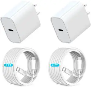 JAENFONG iPhone 16 15 Fast Charger, 2 Pack 20W Fast Charging Wall Charger USB C Charger Block with 6FT USB C Cord Compatible with iPhone 16/16 Pro Max/16 Pro/16/15/iPad Pro 12.9 and More