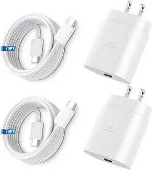 Type C Charger Fast Charging for iPhone 17 16,25W USB C Super Fast Charger Block with 10FT Long C Fast Charging Cable for Galaxy S25/S24/S23/Plus/Ultra, iPhone 17/16/15/Pro/Pro Max/iPhone 2Pack