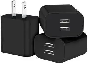 JAENFONG 3 Pack USB Wall Charger, Dual Port Plug Adapter for Wall Outlet Charging Block, USB Power Adapter for iPhone 14/13/12/11 Pro/Pro Max, XS/XR/X, Galaxy, Pixel, Moto and Android Phones (Black) JAENFONG 3 Pack USB Wall Charger, Dual Port Plug Adapter for Wall Outlet Charging Block, USB Power Adapter for iPhone 14/13/12/11 Pro/Pro Max, XS/XR/X, Galaxy, Pixel, Moto and Android Phones (Black)