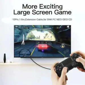 1.8m/5.9ft Controller Extension Cord 15Pin Extension Cable 5.5mm Outer Diameter Extension Cable Cord Wire for SNK FC NEO GEO CD