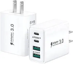 USB C Wall Charger, 4-Pack 40W 4-Port Type C Fast Charging Block Dual Port USBC Power Adapter + QC Multiport Wall Plug Multi Charger Block for iPhone 16 15 14 13 12 11 Pro Max Plus,iPad,Samsung