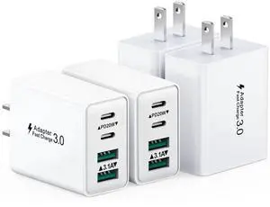 JAENFONG USB C Charger Block, 4-Pack 40W 4 Ports Fast Charging Block Dual PD Power Adapter +QC 3.0 Wall Charger Plug Multiport Type C Cubes Box for iPhone 16 15 14 13 12 11 Pro Max Plus, iPad, Samsung