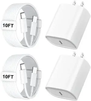 JAENFONG iPhone 17 16 Charger Fast Charging, 20W iPhone 17 16 Pro Max USB C Fast Charger Block with 10FT Long Type C Fast Charging Cable for iPhone 17/17 Pro Max/iPhone Air/16 Pro Max/15/iPad, Samsung