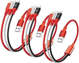 [3Pack 1Ft] Multi Charging Cable, Short Multi Charger Cable, 3 in 1 Braided Universal Multiple USB Cable Charging Cord Adapter with IP/Type-C/Micro USB Port for Cell Phones/iPhone Series/Galaxy