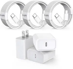 JAENFONG iPhone 17 16 Charger Fast Charging,20W Fast USB C Charger Block 3Pack USBC Type C Fast Charging 6FT Woven Charge Cable for Apple iPhone Air/17 Pro Max/16e/16 ProMax/16Plus/15 Pro/iPad Pro/Air JAENFONG iPhone 17 16 Charger Fast Charging,20W Fast USB C Charger Block 3Pack USBC Type C Fast Charging 6FT Woven Charge Cable for Apple iPhone Air/17 Pro Max/16e/16 ProMax/16Plus/15 Pro/iPad Pro/Air