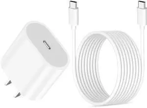 JAENFONG USB C Fast Charger for iPad 11th (A16)/10th Generation, iPad Pro 13/iPad Pro 12.9/11 inch, iPad Air 5th/4th/13/11 inch, iPad mini 7/6, Fast Wall Charger Block & 6.6FT USB C to USB C Charging