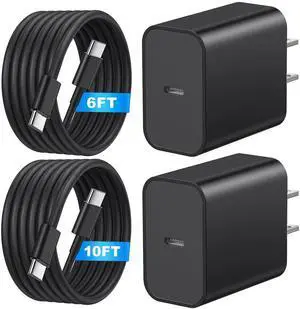 JAENFONG USB C to USB C Cable(2-Pack),20W Wall Charger Block Type C Charging Cord Fast Charge 6FT/10FT Long Compatible with Phone 17 16/15/15 Plus/15 Pro/15 Pro Max/Galax S24/S23/S22 and More,Black JAENFONG USB C to USB C Cable(2-Pack),20W Wall Charger Block Type C Charging Cord Fast Charge 6FT/10FT Long Compatible with Phone 17 16/15/15 Plus/15 Pro/15 Pro Max/Galax S24/S23/S22 and More,Black