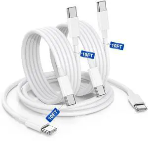 USBC to USBC Cable for iPhone 16 15, 10FT 3Pack 60W Long Charger Cord Type C Fast Charging for iPhone 16/15(Pro Max,Pro,Plus,16e), iPad Pro/Air/Mini,Samsung Galaxy S25,S24,S23,S22 Ultra,Android