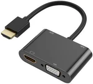 3 In 1 HDMI-Cmpatible To 4K HD VGA 1080p Converter with 3.5mm Audio HDMI-Cmpatible To VGA Adapter for PC HDTV Monitor Display