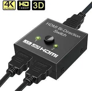 JAENFONG 4K HDMI Switch 2 Ports Bi-directional 1x2 / 2x1 HDMI Switcher Splitter Supports Ultra HD 4K 1080P 3D HDR HDCP for PS4 Xbox HDTV