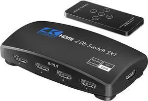 JAENFONG HDMI Switch, WISDUM HDMI Switcher 5 Port HDMI Switch Box with Remote 5 in 1 Out 4K 60hz HDMI Selector, Support UHD HDMI 2.0b, Compatible with PS5, Apple TV, Xbox, Nintendo
