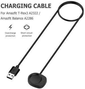 1 M USB Charging Cable Magnetic Power Charge Wire Charger Adapter Charge Cord for Amazfit T-Rex3 (A2322)/Amazfit Balance (A2286)