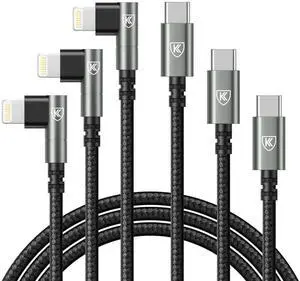 JAENFONG USB C to Lightning Cable 10FT 3Pack Long iPhone Charger Cable 90 Degree i Phone Fast Charging Nylon Braided USB Lightning Cable for iPhone 14/13/12/11/Pro/Max/Plus/8/7/6/5S/iPad