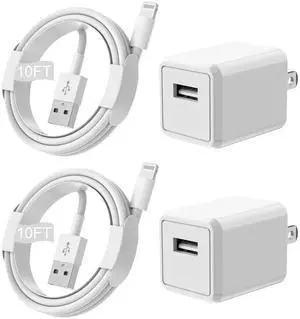 JAENFONG iPhone Charger,Extra Long 2 Pack 10FT Lightning Cable Cube i Phone 12 Charger Charging Transfer Cord Cable with USB Plug for iPhone 14/13/12/11/SE2022/8/7/XS/XR/X/iPad JAENFONG iPhone Charger,Extra Long 2 Pack 10FT Lightning Cable Cube i Phone 12 Charger Charging Transfer Cord Cable with USB Plug for iPhone 14/13/12/11/SE2022/8/7/XS/XR/X/iPad