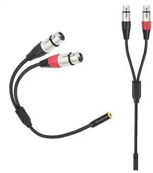 3.5mm Dual XLR To 1/8 Female Adapter 0.3m 1/8 To XLR Microphone Cable for Stereo Mic To L & R Audio Track