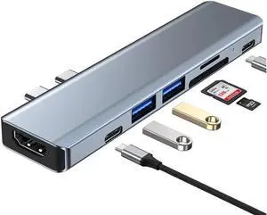JAENFONG USB C Hub for MacBook, PowerExpand Direct 7-in-2 USB C Adapter Compatible with Thunderbolt 3 USB C Port, 100W Power Delivery, 4K HDMI, USB C and 2 USB A Data Ports, SD and microSD Card Reader