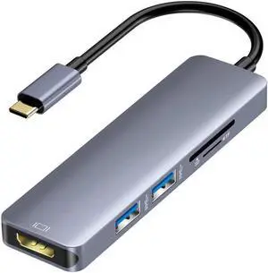 JAENFONG USB C Hub HDMI Adapter, 5 in 1 Portable USB C Dongle with 4K HDMI Output, 2 USB 3.0 Ports, SD/microSD/TF Card Reader,Compatible for MacBook Pro,iMac,HuaWei MateBook,Samsung Galaxy and More