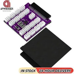 17 Ports PCI-E ATX 6Pin LED Display Power Module Server Card Adapter Power Supply Server Adapter for GPU Miner Mining BTC ETH