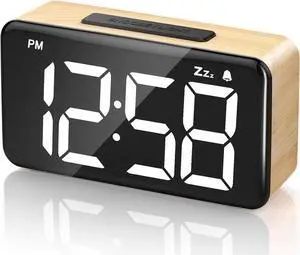 JAENFONGDigital Alarm Clocks for Bedrooms, Digital Clock with Large Digits,Easy to Use,5 Levels Brightness + OFF, Snooze, Power-off Memory,12/24H,Desk Clocks for Bedroom Bedside Clocks for Kids Adults