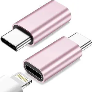 for Lightning Female to USB C Male Adapter for iPhone 15/15 Pro/15 Pro Max/15 Plus,for iPad Air,for Samsung,Support Charging&Data Transfer,Type C Charger Connector Cable,Not for Audio/OTG,Pink