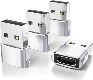 JAENFONG USB to USB C Adapter 4 Pack,Type C Female to USB A Male Charger Connector for Apple iPhone 12 13 14 15,iPad 8 8th 9 9th 10 10th Air 4th 5 5th Mini 6 Generation,Samsung Galaxy Z Flip Fold S23