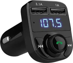 JAENFONG Handsfree Call Car Charger,Wireless Bluetooth FM Transmitter Radio Receiver,Mp3 Audio Music Stereo Adapter,Dual USB Port Charger Compatible for All Smartphones,Samsung Galaxy,LG,HTC,etc.