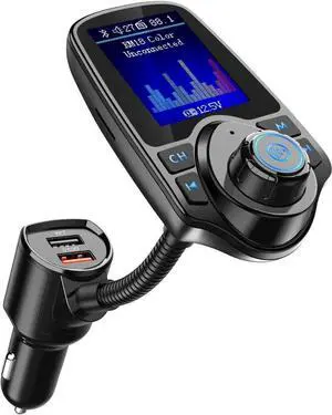 JAENFONG Wireless In-Car Bluetooth FM Transmitter Radio Adapter Car Kit W 1.8 Inch Display Supports TF/SD Card and USB Car Charger for All Smartphones Audio Players-KM18 color