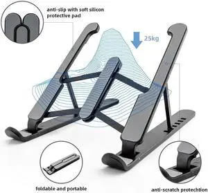 JAENFONG Laptop Stand, Computer Stand for Laptop, Aluminium Laptop Riser, Ergonomic Laptop Holder Compatible with MacBook Air Pro, Dell XPS, More 10-17 Inch Laptops Work from Home-Sliver Black