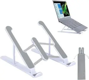JAENFONG Laptop Stand, Computer Stand for Laptop, Aluminium Laptop Riser, Ergonomic Laptop Holder Compatible with MacBook Air Pro, Dell XPS, More 10-17 Inch Laptops Work from Home-Sliver Black JAENFONG Laptop Stand, Computer Stand for Laptop, Aluminium Laptop Riser, Ergonomic Laptop Holder Compatible with MacBook Air Pro, Dell XPS, More 10-17 Inch Laptops Work from Home-Sliver Black