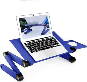 JAENFONG Laptop Stands Adjustable Lap Desks Portable Laptop Bed Table with Cooling Fans & Mouse Pad for Couch, Bed, Sofa Blue