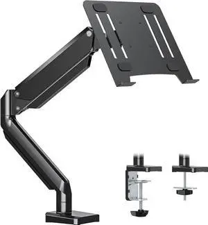 JAENFONG Laptop Arm Mount for Desk Holds 3.3-17.6lbs, Single Laptop Computer Desk Mount for 13-17 Inch Notebook Fully Adjustable Laptop Tray Stand with Gas Spring Arm, with Clamp/Grommet Base