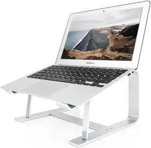 JAENFONG Laptop Stand, Computer Stand for Laptop, Aluminium Laptop Riser, Ergonomic Laptop Holder Compatible with MacBook Air Pro, Dell XPS, More 10-17 Inch Laptops Work from Home-Sliver Silver White