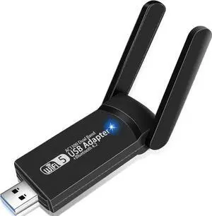JAENFONG USB WiFi Bluetooth Adapter, 1300Mbps Dual Band 2.4/5Ghz Wireless Network External Receiver, Mini WiFi Dongle for PC/Laptop/Desktop
