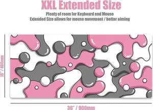 JAENFONG Keyboards DRIP Edition XXL Black & White Gaming Mouse Pad - Professional Artisan Mouse Pad - Black & White Gaming Desk Mat - 36" x 16" Thick Extended XXL Gaming Mouse Pad (Pink)