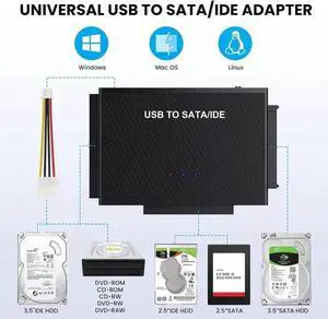 JAENFONG USB A & USB C to SATA IDE Adapter External Hard Drive Connector Converter for Universal 2.5 3.5" HDD SSD Hard Drive Disk Optical Drive (US Plug)