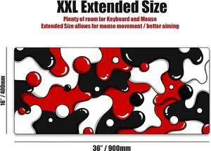 JAENFONG Keyboards DRIP Edition XXL Black & White Gaming Mouse Pad - Professional Artisan Mouse Pad - Black & White Gaming Desk Mat - 36" x 16" Thick Extended XXL Gaming Mouse Pad (Red)