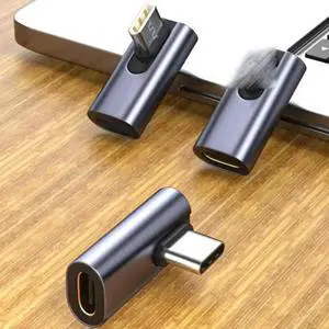 USB C Adapter 90 Degree Low Type-C Male to Female Extender Support 3.1 Data Transfer