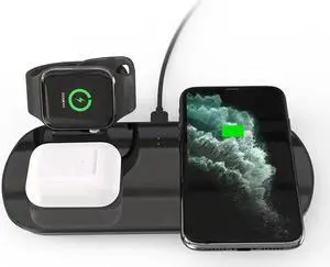 JAENFONG Qi Wireless Charger for Apple Watch 3 in 1 Fast Wireless Charging Station Pad for Airpods Pro iPhone 11 Samsung S20