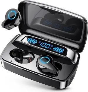 Bluetooth Headphones Wireless Earbuds, 132Hr Playtime Sports Ear Buds with 1800mAh Digital Display Charging Case, IPX5 Waterproof Headset with Microphone Cordless Earphone for iPhone Android TV
