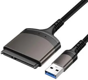 JAENFONG SATA to USB Nylon Braided Cable USB 3.0 to 2.5" SATA Hard Drive External Converter Adapter up to 5Gbps for SSD/HDD Data Transfer