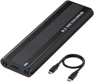 JAENFONG M.2 NVME SATA SSD Enclosure Adapter, 10Gbps Aluminum USB 3.1 Gen 2 Type C External Enclosure for M.2 NVMe PCIE & SATA M-Key / B+M Connectors SSDs of Sizes 2230 2242 2260 2280d