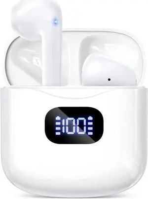 JAENFONGWireless Earbuds, Bluetooth 5.3 Headphones 40Hrs Playtime with Charging Case, IPX5 Waterproof Stereo in-Ear Earphones with Microphone for iPhone Android Cell Phone Sports Workout Gaming, White JAENFONGWireless Earbuds, Bluetooth 5.3 Headphones 40Hrs Playtime with Charging Case, IPX5 Waterproof Stereo in-Ear Earphones with Microphone for iPhone Android Cell Phone Sports Workout Gaming, White