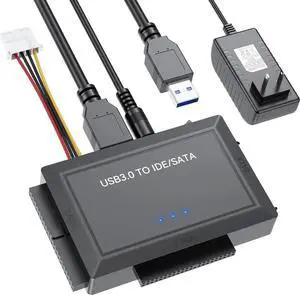 Hard Drive Reader SATA IDE to USB 3.0 Adapter, USB 3.0 to SATA/IDE Hard Drive Ultra Recovery Converter Kit Data Retrieval Device for 2.5" 3.5" HDD SSD Hard Drive Disk 5.25" DVD/CD-ROM Optical Drivedd