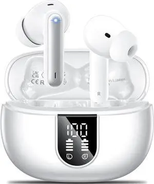 Wireless Earbuds, 2023 Wireless Headphones HiFi Stereo Earphones with 4 ENC Noise Canceling Mic, 42Hs Playtime In Ear Earbud, Bluetooth 5.3 Sport Earphones with LED Power Display for Android iO