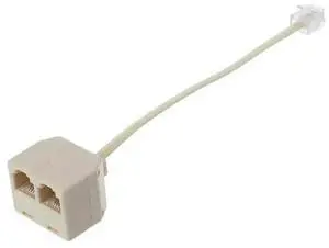RJ11 to Double RJ11 Socket Female Port Splitter, RJ11 Plug to 2 Jack Adapter Telephone Wire Cat3 6P4C Connector 1 to 2
